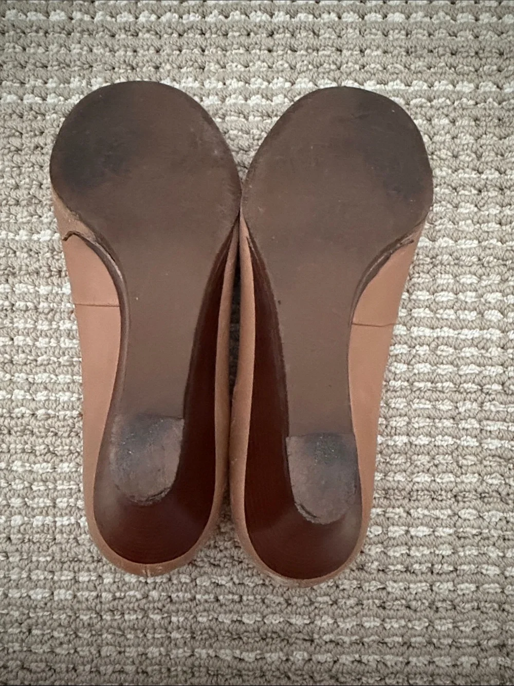 Tory Burch Tan Quilted Leather Logo Flower Ballet Flats